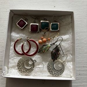 QVC Multicolor Earring Collection with Silver Accents